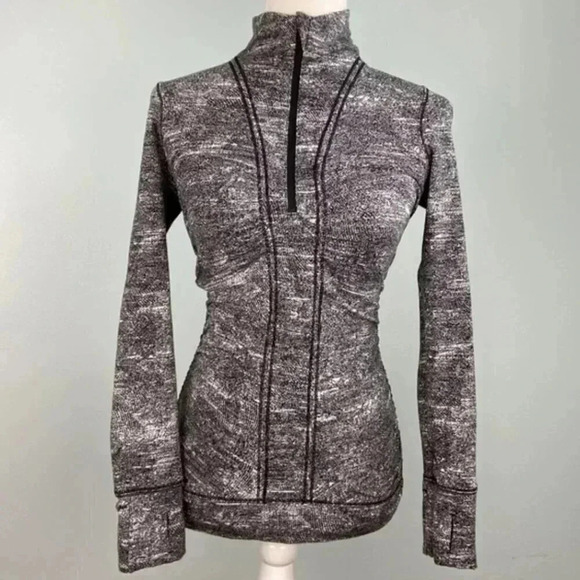 Lululemon Cypress Kiss Grey 1/2 Zip Long Sleeve Pullover Ruched Sweater Shirt - Picture 4 of 6